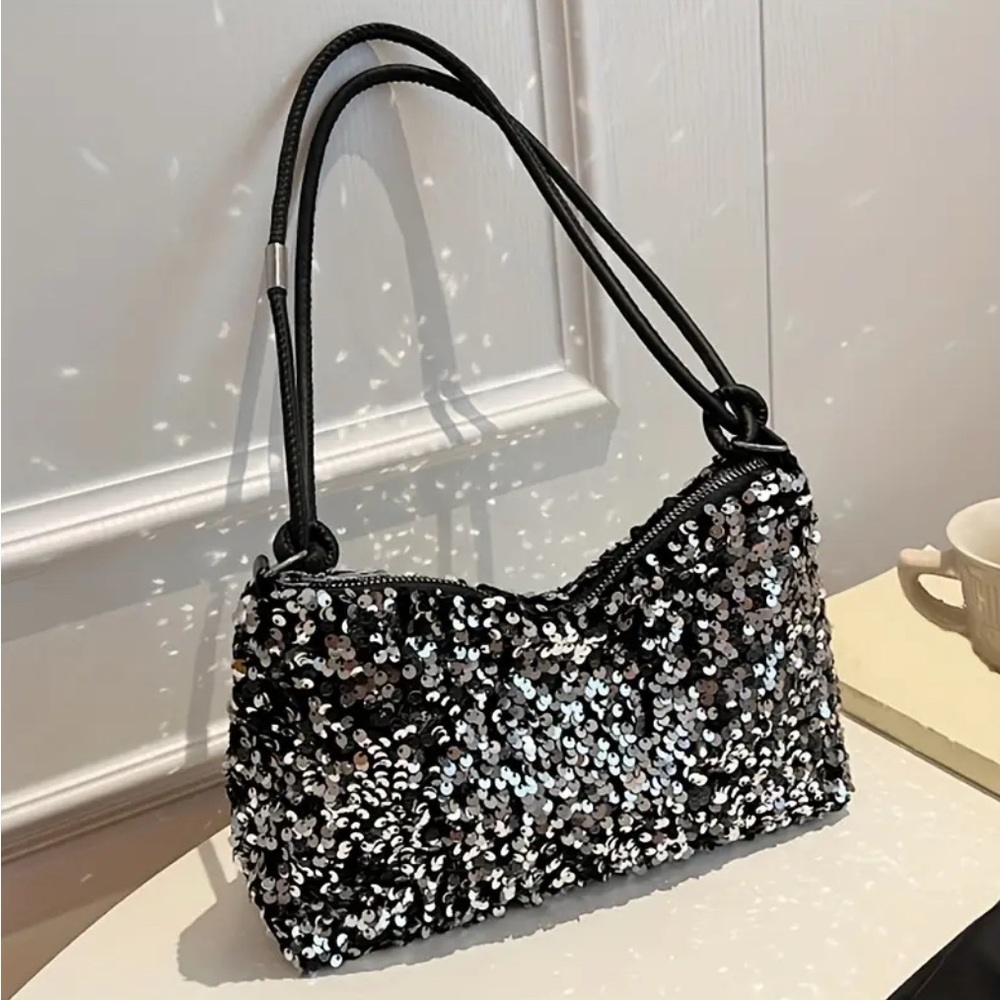 Sequin Black/Silver Shoulder Bag